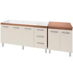 Imagem de Balcao Pia 160cm E Multiuso 2 Portas 70cm Savana Off White Mobbs