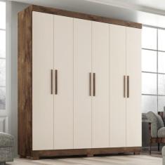 Imagem de Guarda Roupa Solteiro Lisboa 4 Portas 2 Gav Com Pés Chocolate/off White