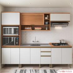 Imagem de Cozinha Completa Macadâmia 9 Portas 3 Gavetas Freijó/Branco 914424 - T