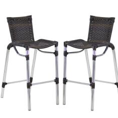 Imagem de Kit 2 Banquetas Alumínio Fortaleza Alta Para Trama Original Pedra Ferro