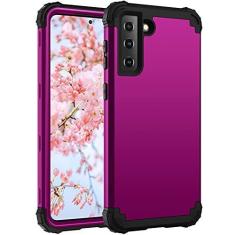 Imagem de Asuwish Capa de telefone para Samsung Galaxy S21 FE 5G capa dura à prova de choque de silicone macio amortecedor híbrido três camadas aderência resistente proteção robusta S 21 EF S21FE5G UW S21FE 21S