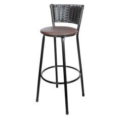 Imagem de Banqueta Alta Ratan Hawai Preta - Lamar Design