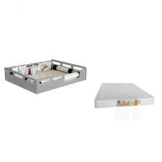 Imagem de Cama Casal Infantil Montessori Potente Cinza Com Colchão D33