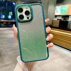Imagem de Revestimento brilhante brilhante Bling Clear 2 em 1 capa de telefone de borda macia para iphone 14 13 12 11 Pro Max Plus capa traseira acrílica fosca, verde, para iPhone 11