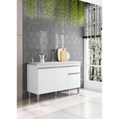 Imagem de Balcão Gabinete de Pia Tatiane 120cm Branco S/Tampo - ajl Móveis