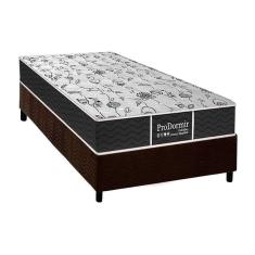 Imagem de Cama Box Solteiro: Colchão Molas Bonnel Probel Prolastic ProDormir Sleep + Base CRC Suede Brown(88x188)