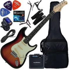 Imagem de Kit Guitarra Elétrica Strato Tagima Woodstock Tg-500 Classic Sb Sunbur