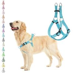 Imagem de PUPTECK Arnês para cães macio ajustável básico de nylon sem puxar, colete para filhotes ao ar livre com etiqueta de identificação