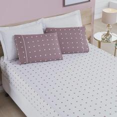 Imagem de Jogo de Cama Lençol 200 Fios Petit Poá Queen 03 Peças - Rose