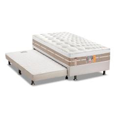 Imagem de Cama Box C/Auxiliar Solteiro: Colchão Castor Pocket Silver Star Air + Base Branco(88X188)
