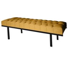 Imagem de Recamier Queen Amarelo Suede Liso Base De Metal Preto Barrow Vintage -