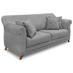 Imagem de Sofá Living 2 Lugares 1,80M Vênus Veludo Cinza Grafite Pés Castanho -