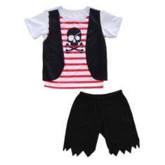 Imagem de Conjunto Infantil Fantasia Pirata Camiseta com Colete Short e Bandana 