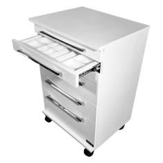 Imagem de Mesa Carrinho Auxiliar Branca 5 Gavetas + 1 Bandeja Organizadora