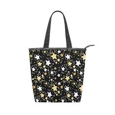 Imagem de Bolsa feminina de lona durável Doodle Stars grande capacidade sacola de compras bolsa de ombro