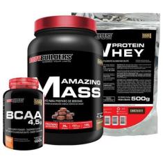Imagem de Kit Amazing Mass Choc 1,5Kg + Whey Protein 500G + Bcaa 100G - Bodybuil