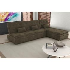 Imagem de Sofá Cama Reclinavel com Chaise Penélope Suede Cappuccino B255 - Matrix