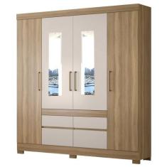 Imagem de Guarda Roupa Casal 4 Portas 2 Com Espelho 90cm 4 Gavetas Bilbão D02 Am