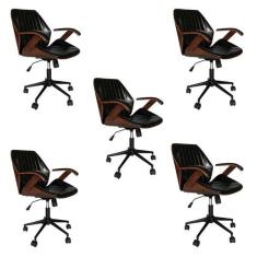 Imagem de Kit 5 Cadeiras De Escrit rio Girat rias Com Regulagem De Altu