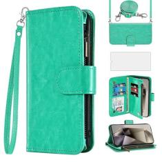 Imagem de Asuwish Capa de celular para Samsung Galaxy S24 Ultra 5G carteira com protetor de tela, alça transversal, fecho de correr, suporte para cartão de crédito TPU Slot Stand S24Ultra 24S S 24 24Ultra