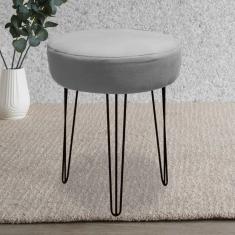 Imagem de Banqueta Puff Jullia Luxo 55cm Industrial Ferro Preto Corino Cinza - Ahazzo Móveis