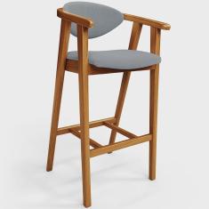 Imagem de Banqueta Alta Para Cozinha Bancada Bar Sala de Jantar Fixa Cecília L02 Bouclê Cinza - Lyam