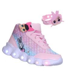 Imagem de Tenis Sneakers Infantil Menina Boneca Com Luzinha Led Vem Pulseira de Criança