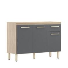 Imagem de Balcão De Cozinha Dama 3 Portas E 1 Gaveta Avena Grafito Com Tampo Mdp - Demóbile Avena Grafito