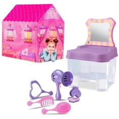 Imagem de Camarim Brinquedo Penteadeira Infantil + Barraca Rosa Menina - Samba T