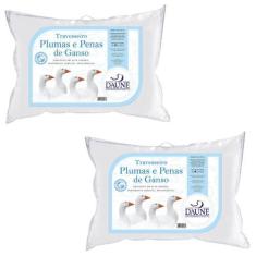 Imagem de Kit de 2 Travesseiros Alto Padrão Plumas e Penas - Daune