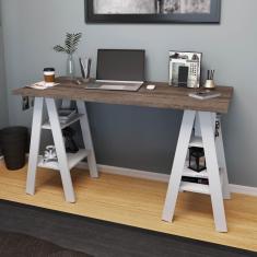Imagem de Mesa Escrivaninha com Cavalete 135Cm 4 Prateleiras Rústico Movelbento