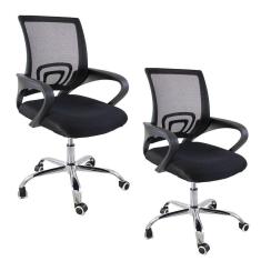 Imagem de Kit 2 Cadeiras De Escritório Begonia Tela Mesh Ergonômico Preto