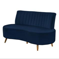 Imagem de Sofá Decorativo 1,35M 2 Lugares Katara Veludo Azul Marinho - Gran Belo