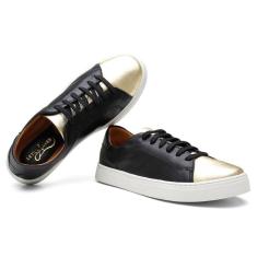 Imagem de Tenis Basico Couro Feminino Cadarço Super Macio Confortavel Dia a Dia Trabalho-Feminino