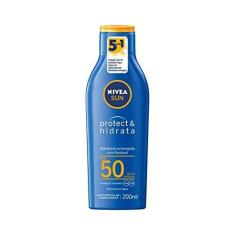 Imagem de NIVEA SUN Protetor Solar Protect & Hidrata FPS 50 200ml - Com toque seco, rápida absorção e resistente à água, esse protetor solar oferece altíssima proteção ao sol e promove hidratação à pele