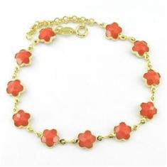 Imagem de Pulseira Feminina 20 A 23cm Salmao Folheada Ouro Pl426