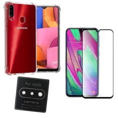 Imagem de Capa Capinha Antishock + Película 9D Nano Blindada + Película Câmera Compatível Samsung Galaxy A20s