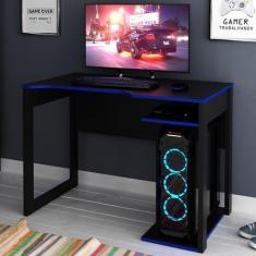 Imagem de Mesa Gamer 1 Prateleira Preto/Azul Me4161 - Tecno Mobili