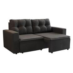 Imagem de Sofá 3 Lugares Retrátil Amsterdã II Suede Preto 210 cm