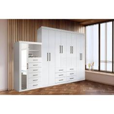 Imagem de Guarda Roupa 2 Peças 1 Guarda Roupa + 1 Cômoda QC138 Branco Santos Andirá