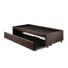 Imagem de Bicama Box Para Dois Colchões Viúvo 120X203 Suede Marrom - Cama Inhous