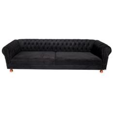 Imagem de Sofá Chesterfield Duque 3 Lugares 1,80 - Suede Preto / Sala De Estar,