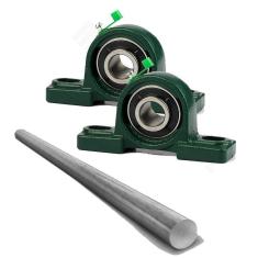 Imagem de Kit 2 Mancal Pedestal P206 Com Rolamento 30Mm Com Eixo 95Cm