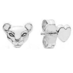 Imagem de Brinco Leoa e Coração - Cor Prateado