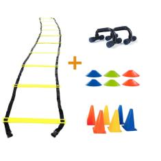Imagem de Kit Funcional Escada Agilidade Cones Chapéu Chinês Apoio para Flexão Yangfit