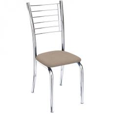 Imagem de Cadeira Lara cromada para cozinha suede bege-Gat Magazine