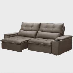 Imagem de Sofá Retrátil Reclinável 3 Lugares 210cm Moritz F05 Veludo Castor - Mpozenato