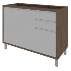 Imagem de Balcão Pia Indekes Stella 120cm 2 Portas 2Gav Noce Off