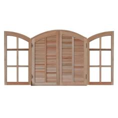 Imagem de Janela de Madeira Abrir 120x120cm 4 Folhas em Arco Rodam Marroml