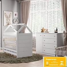 Imagem de Quarto de Bebê Americano Berço Mini Cama e Cômoda 4 Gavetas - Branco
